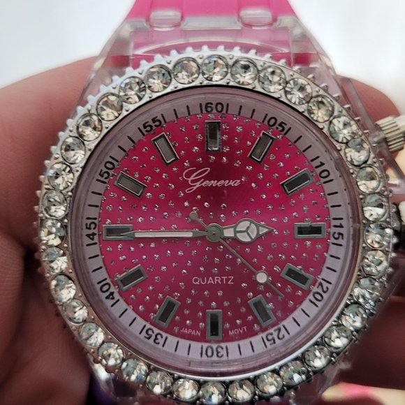 Geneva Watch Lot of 7 Pink Silicone Bands Untested No Batteries For Parts Asst - Picture 6 of 16